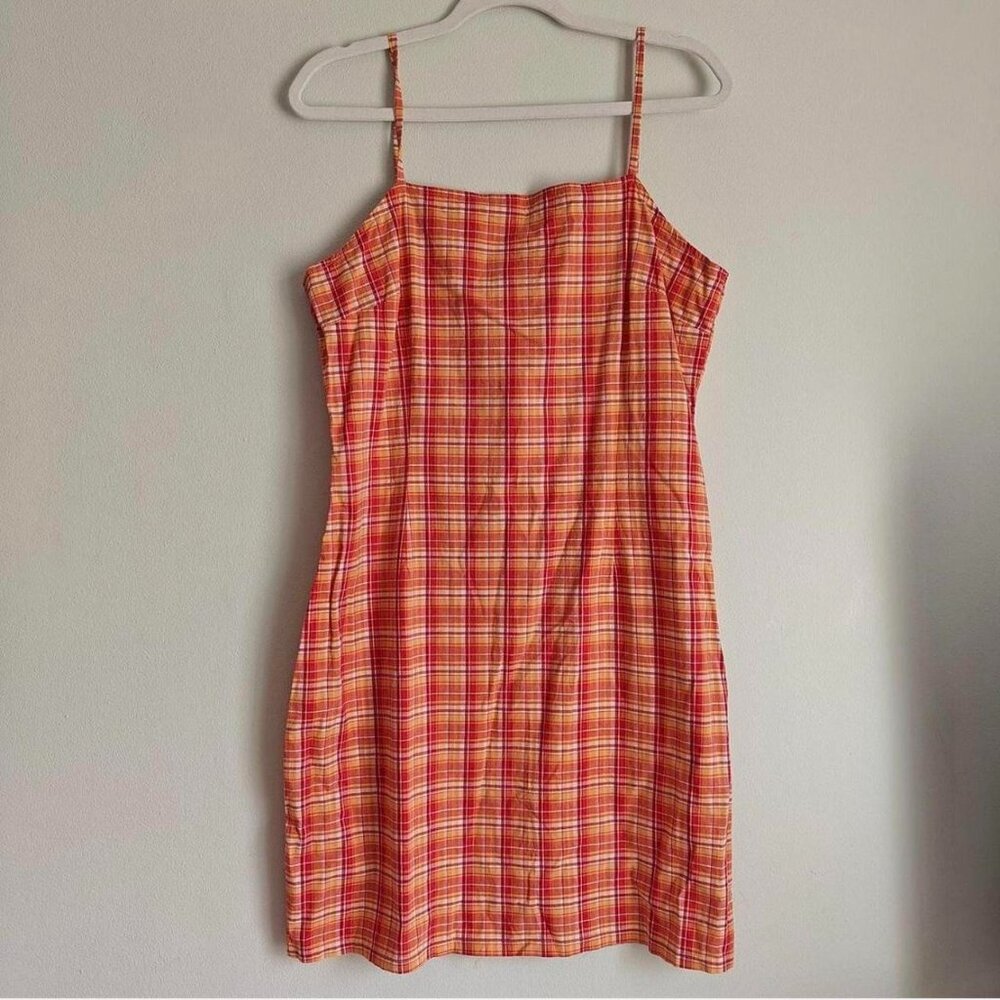 California Concepts Size 13 Gingham Dress Y2K 2000s Red Orange